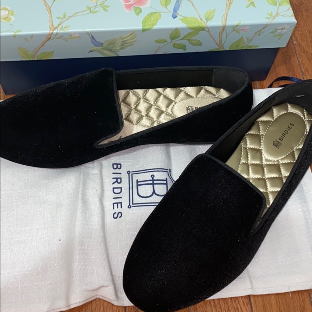 NEW black velvet birdies size 10